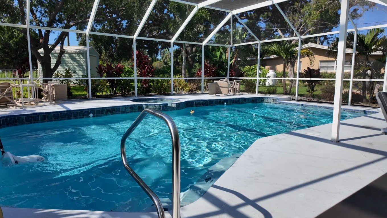 Crystal clear enclosed pool in Oxnard, CA